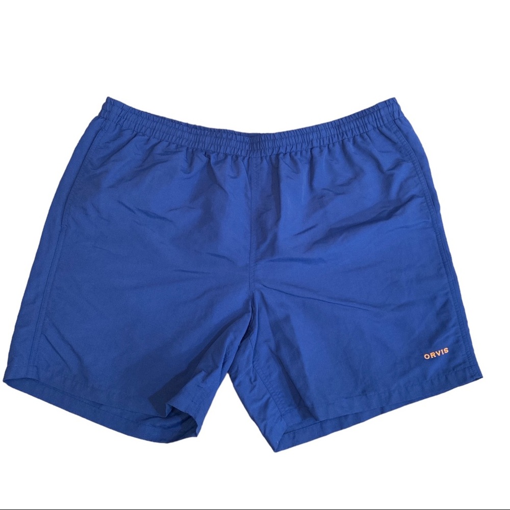 Orvis Ultralight Swim Shorts Trunks Blue Black Mesh‎ Brief 7” Mens Size XL